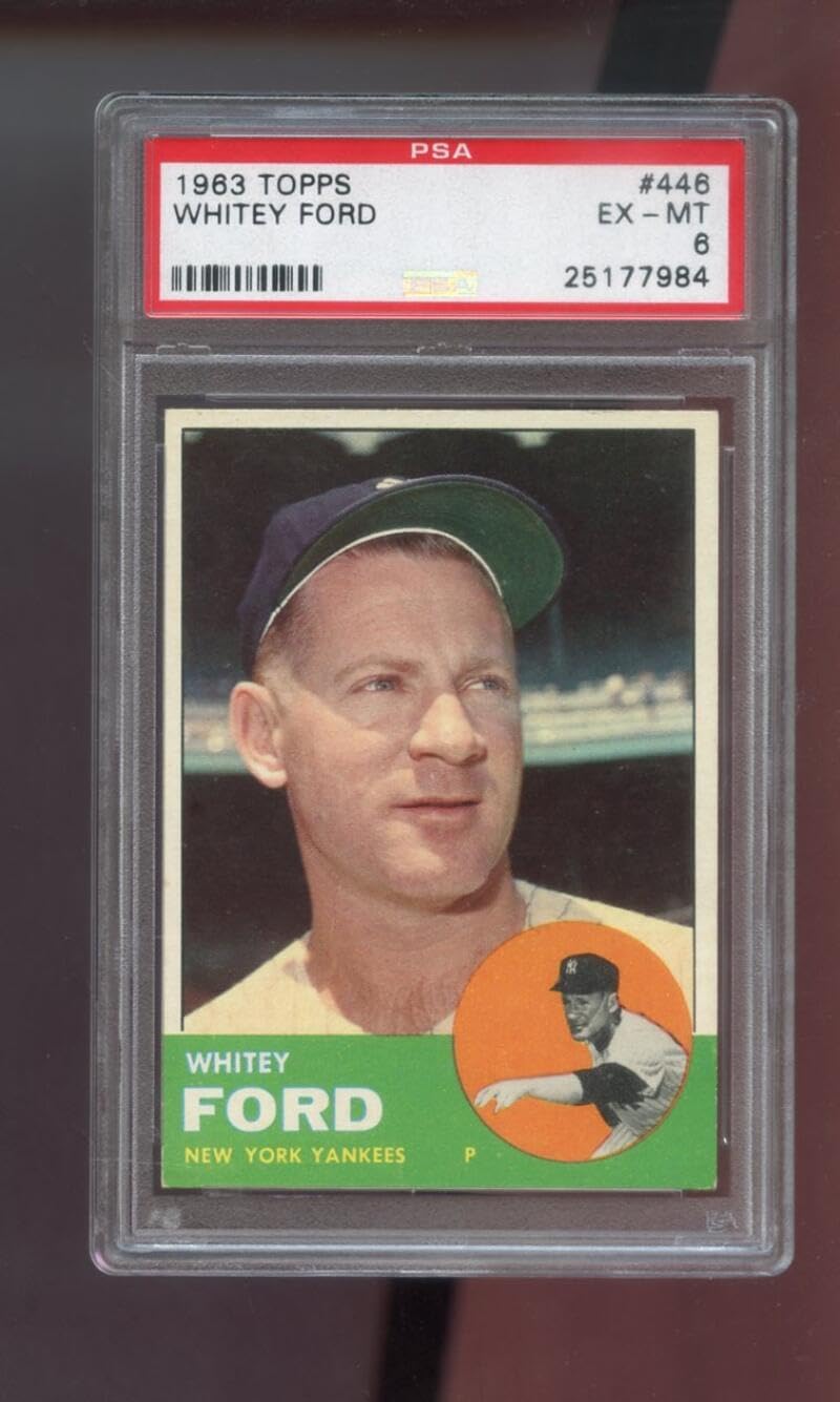 1963 Topps #446 Whitey Ford PSA 6 Graded Baseball Card MLB New York Yankees