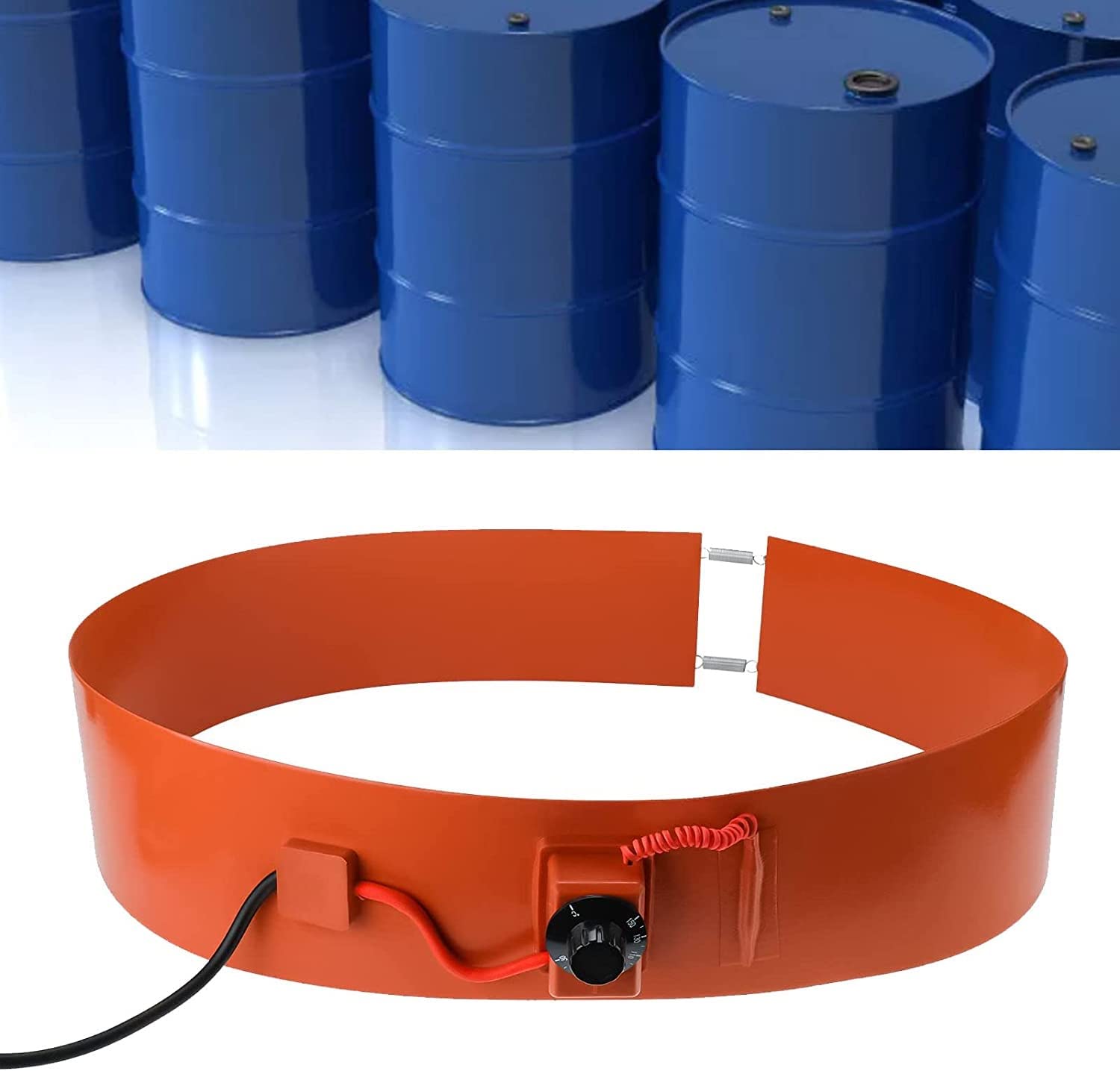 Metalowy Podgrzewacz Beczek Z Olejem, Silikonowy Podgrzewacz Z Regulatorem Temperatury 86~302℉, Wytrzymały Podgrzewacz Beczek Z Taśmą Do Wiader Z Wodą Do Beczek Z Olejem I Zbiorników Na Skroplony Ole