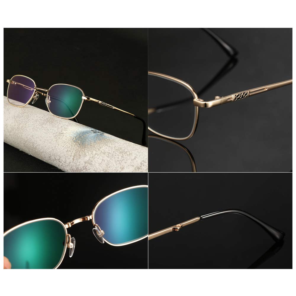 RXBFD Gafas de Lectura fotocrómicas Plegables, Lentes polarizadas Protectoras UV de Marco Completo de aleación, Lectores solares Unisex portátiles para Interiores y Exteriores