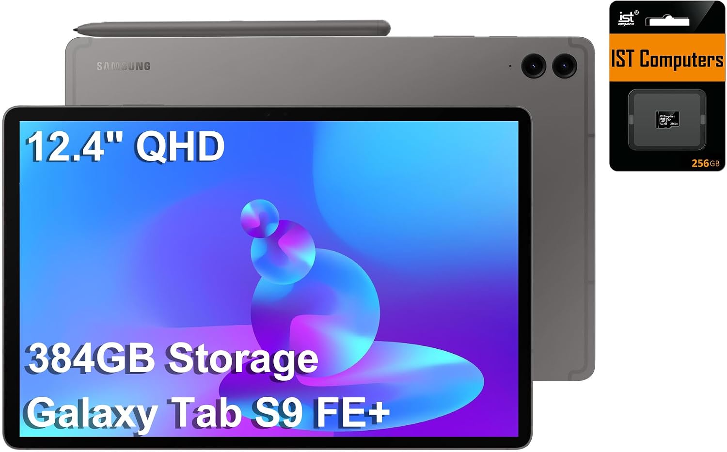 Galaxy Tab S9 FE+ Plus 12.4" Tablet, 8GB RAM, 128GB + 256GB SD Card | Touchscreen, 18-Hr Long Battery Life, S Pen, 8MP + 12MP Cameras, Lightweight Design, Android, AI Tools, SM-X610, NA Version