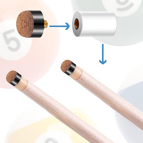 Miniatura 3 de Deekin 30 puntas de palo de billar de 0.472 in0.512 in, puntas de rosca o casquillos de nailon de repuesto, accesorios para palos de billar