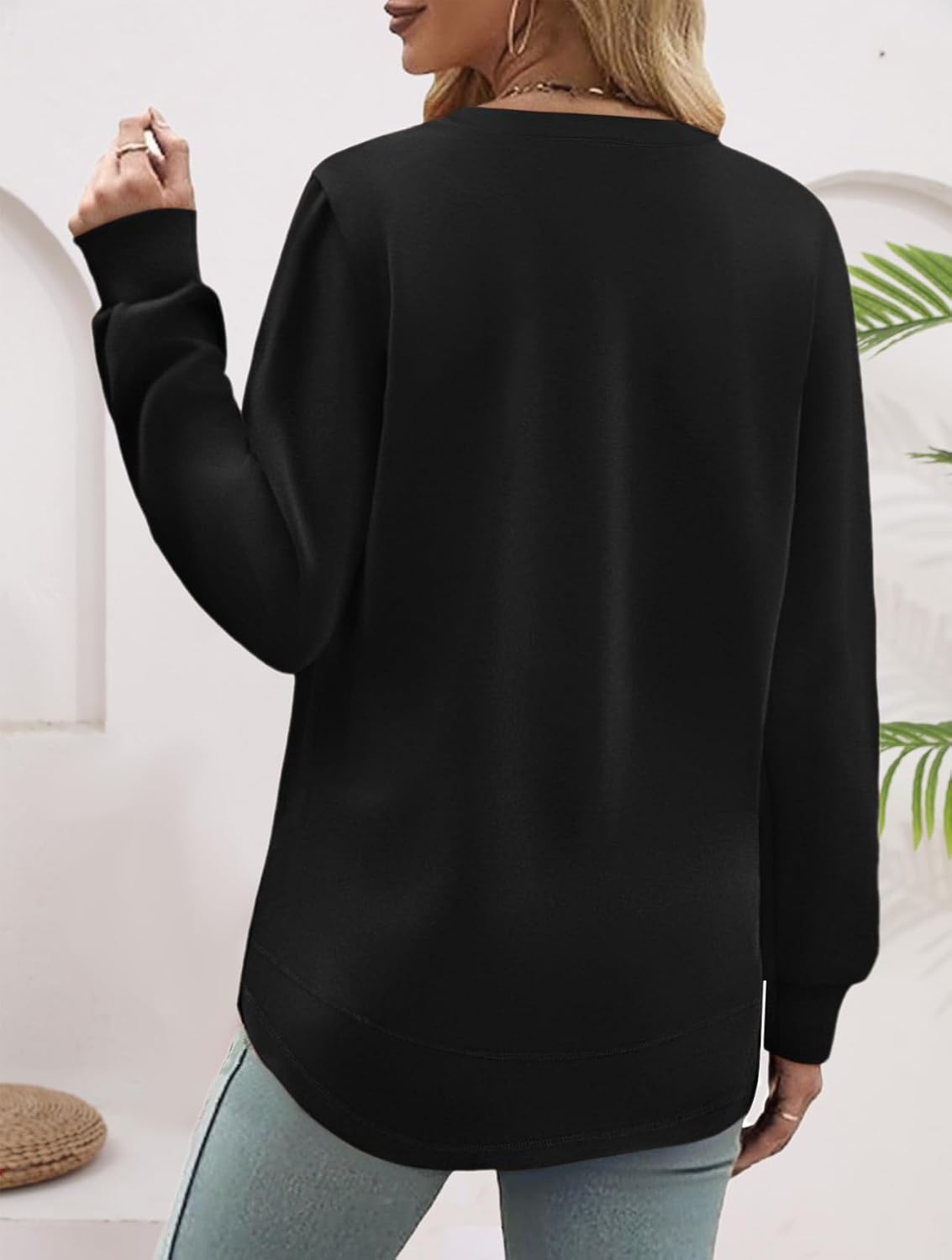 Womens Sweatshirts Crew Neck Casual Shirts Loose Fit Fall Winter Long Sleeve Tunic Tops Pullover - Image 3