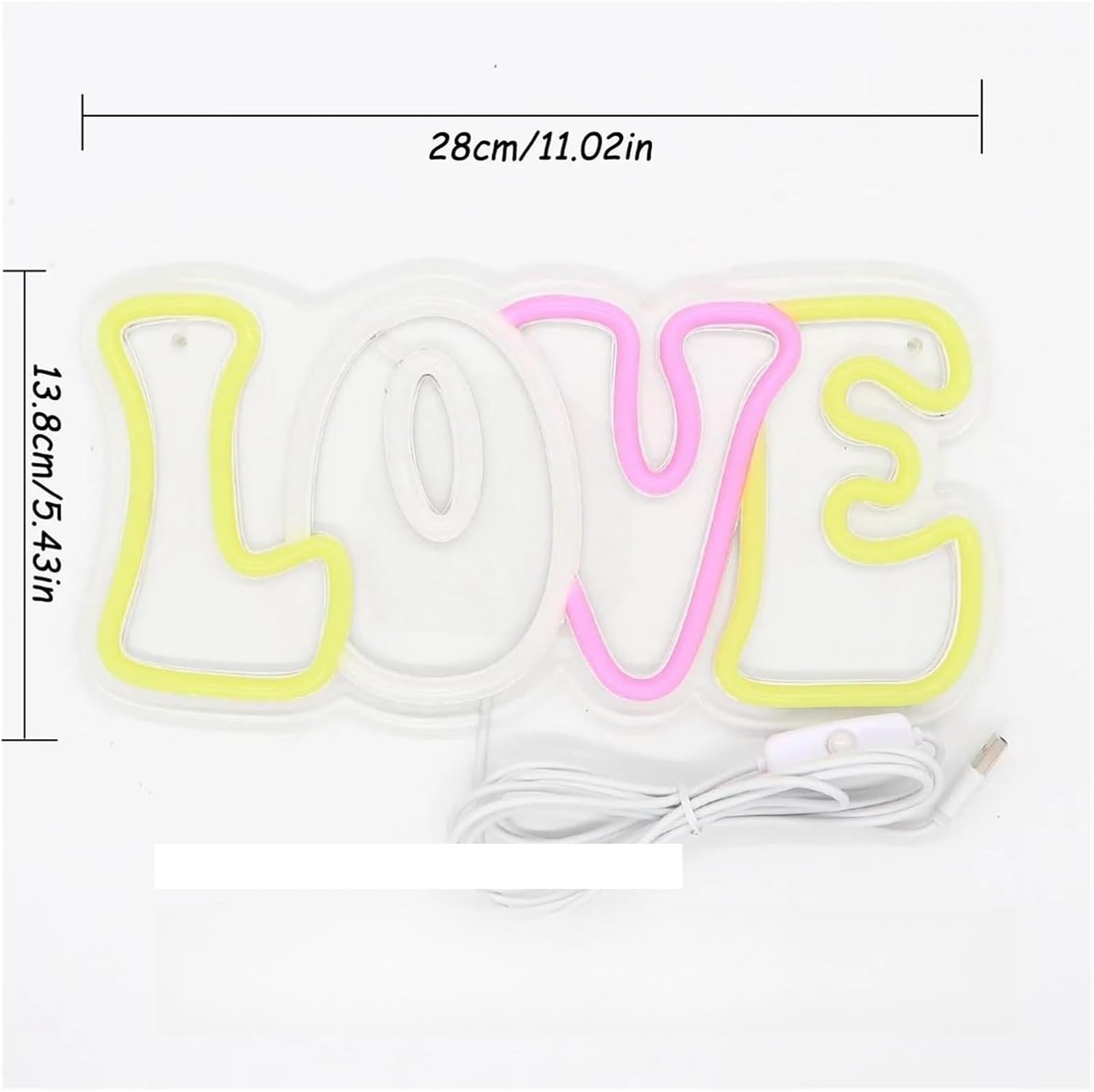Insegna luminosa al per neon con scritta "Love" alimentata tramite, per la casa, per stanza, le feste, i matrimoni, galleria, 28×13,8 cm