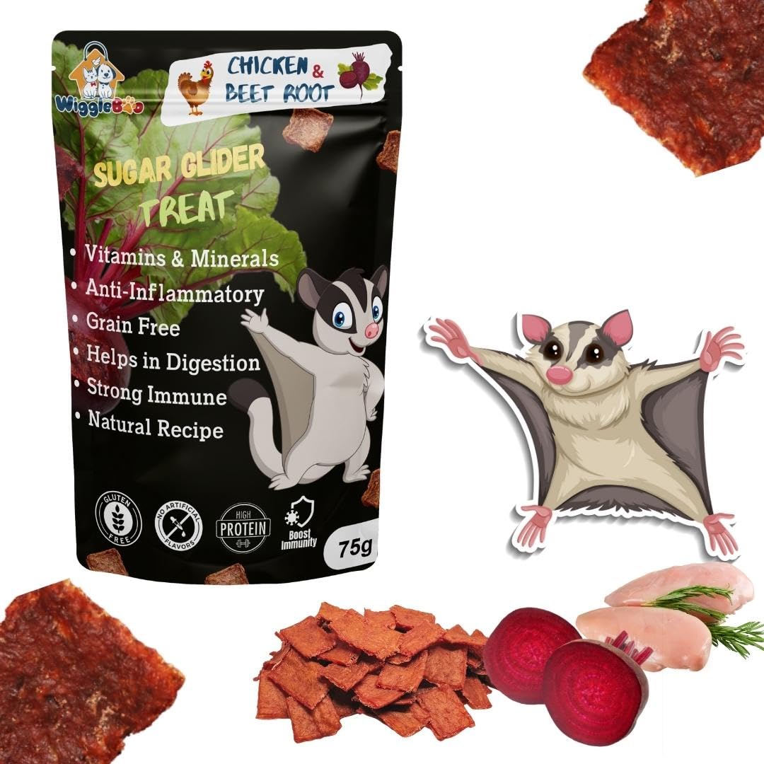 WiggleBoo Chicken & Beetroot Suger Glider Treat | Helps Immune System & Digestion | Crunchy Healthy Snacks | 75g