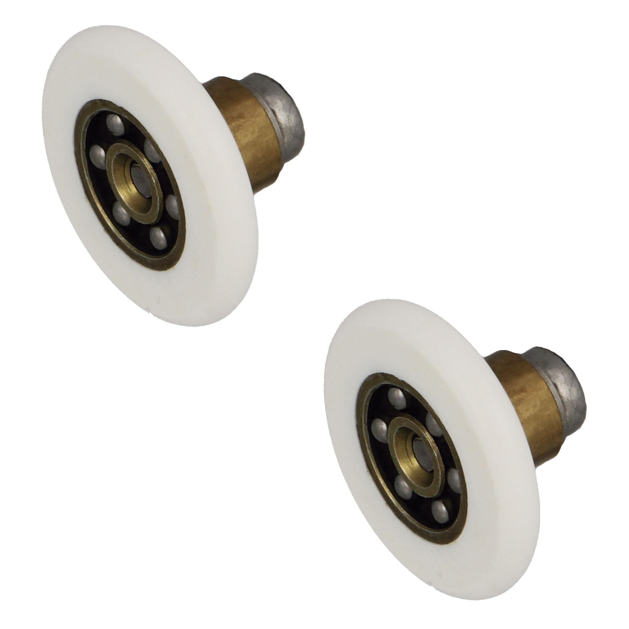 Amig - Cuscinetto Box Doccia | Set di 2 Unità | Ø 20/12 mm | Cuscinetto Frontale e Vite M4x20 | Per Porte Scorrevoli delle Docce | Poliammide Bianco