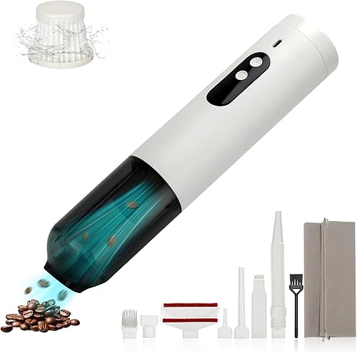 Mini aspiradora de automóvil, aspiradora de mano inalámbrica 5 en 1, 16800 Pa, potencia de succión, carga tipo C y pantalla LED, múltiples