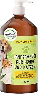 1 Liter Hanfsamenöl für Tiere, Hanfsamenöl für Hunde und Katzen, Barf Öl Hund, Fischöl für Hunde, Naturprodukt