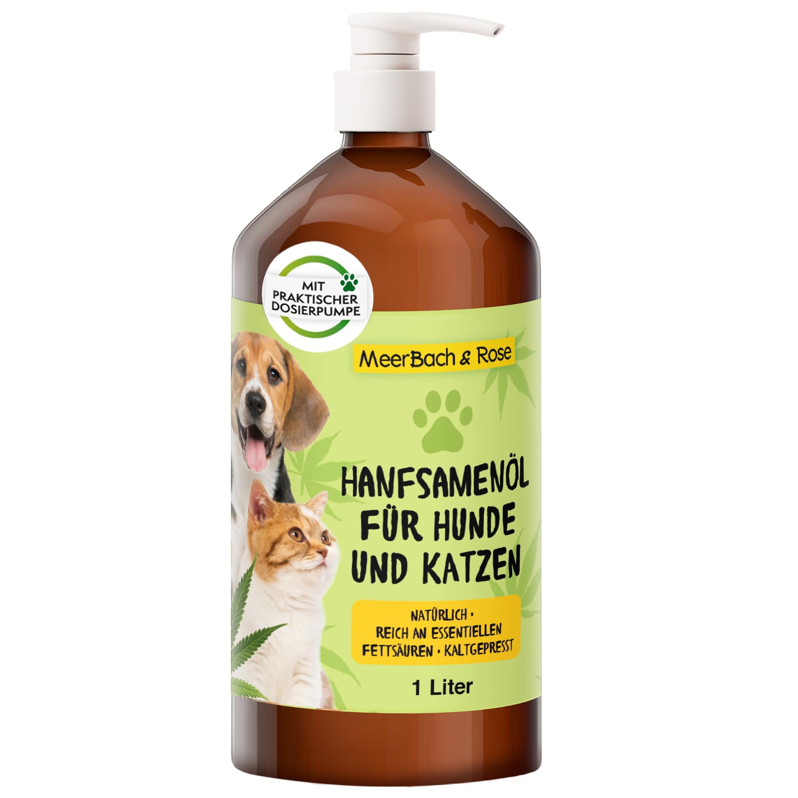 1 Liter Hanfsamenöl für Tiere, Hanfsamenöl für Hunde und Katzen, Barf Öl Hund, Fischöl für Hunde, Naturprodukt