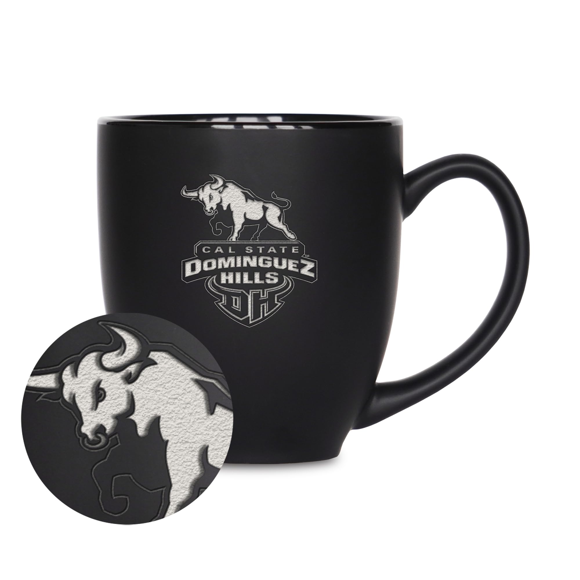 Rico Industries NCAA Schools (C) Standard 15oz Laser Engraved Matte Black Ceramic Bistro Mug - For Hot or Cold Drinks
