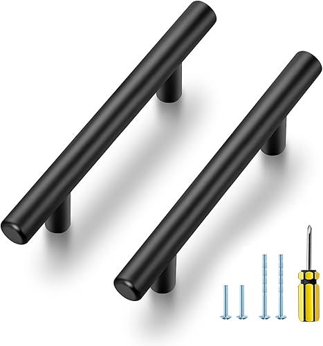 Vista 16 de Ravinte Paquete de 20 tiradores de gabinete negros de 3-3/4 pulgadas, manijas de gabinete de cocina color negro mate, tiradores de cajones modernos