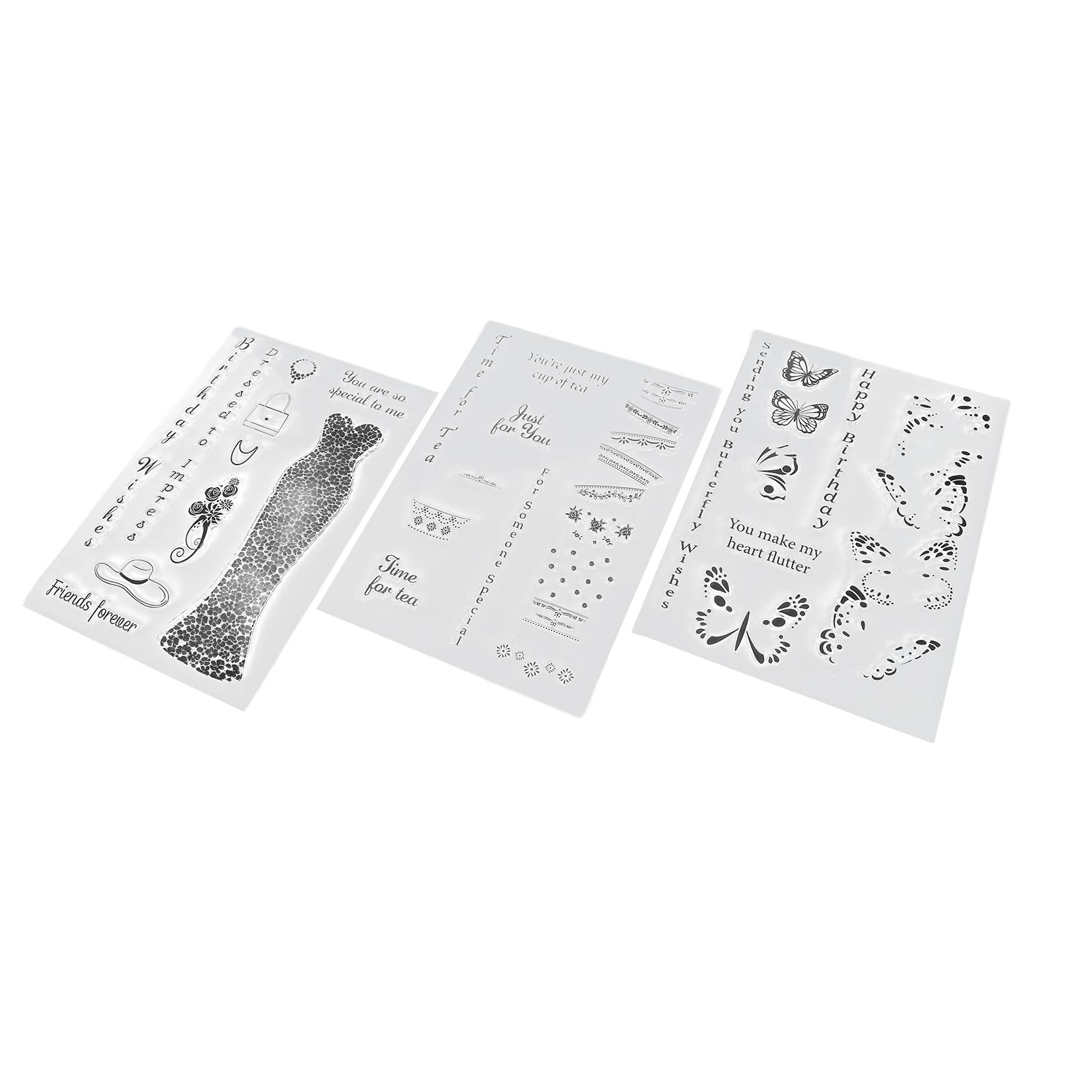 3 Pcs Clear Stamps, Decorative Clear Stamps with Decorative Borders Words, 3 Different Clear Stamps for Card Making DIY Photo Album Journaling Scrapbooking