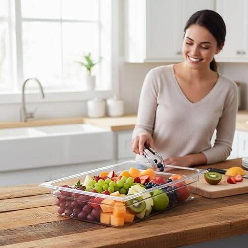 Miniatura 2 de Soro Essentials - Sartén de policarbonato de tamaño completo de 4 pulgadas de profundidad, color transparente, recipiente de almacenamiento de