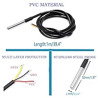 Vista 5 de Gikfun 5PCS 1M DS18B20 Temperature Sensor Waterproof Digital Thermal Probe Sensor for Arduino EK1083