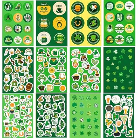 Yodeeni 414PCS St Patricks Day Stickers, St. Patrick's Day Stickers for Kids Shamrock Stickers for Party Favors Supplies Games Gifts Reward Cover