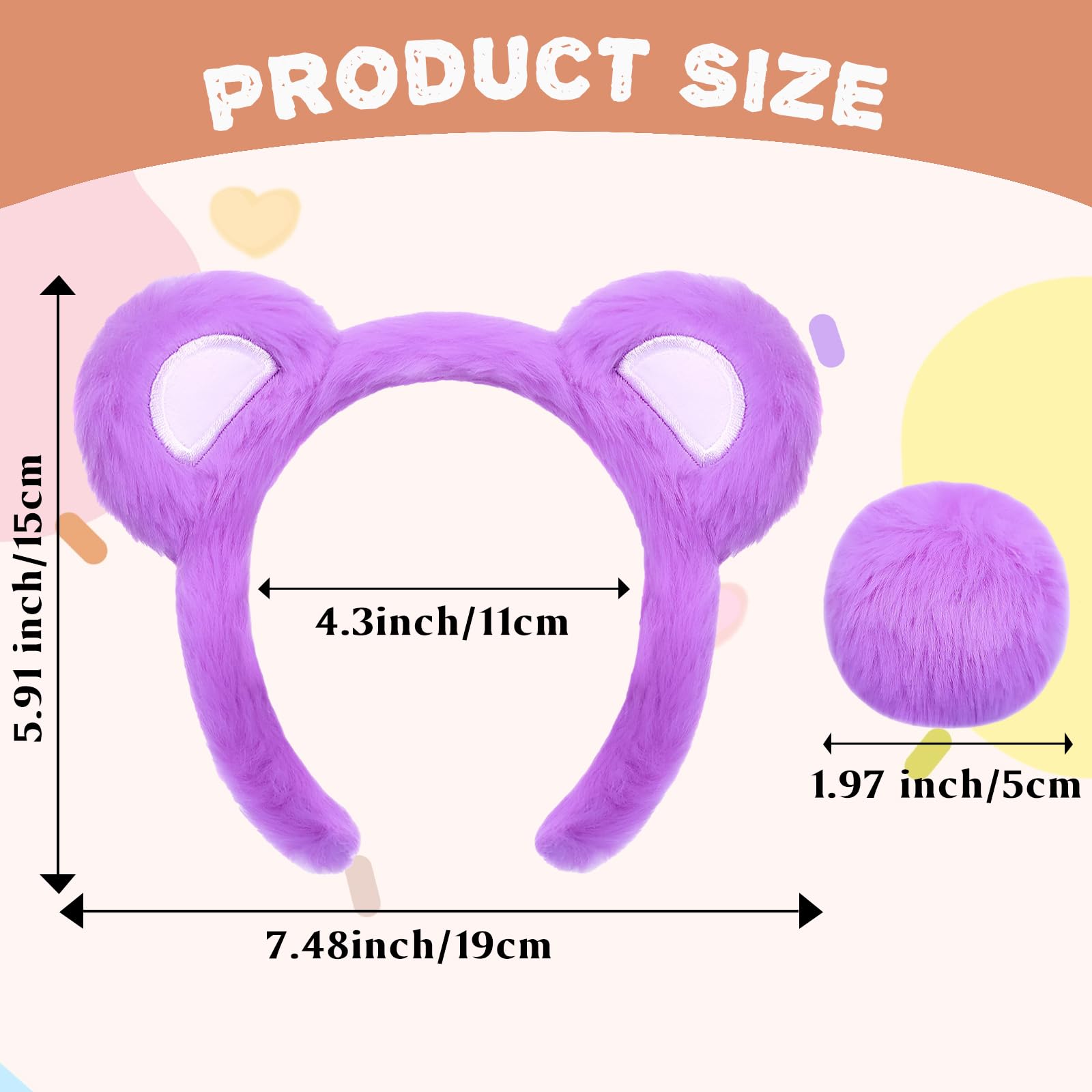 Btanadi Bear Ears Headband and Tail Set, Cute Bear Costume Accessories for Adults World Book Day Fancy Dress - Image 2