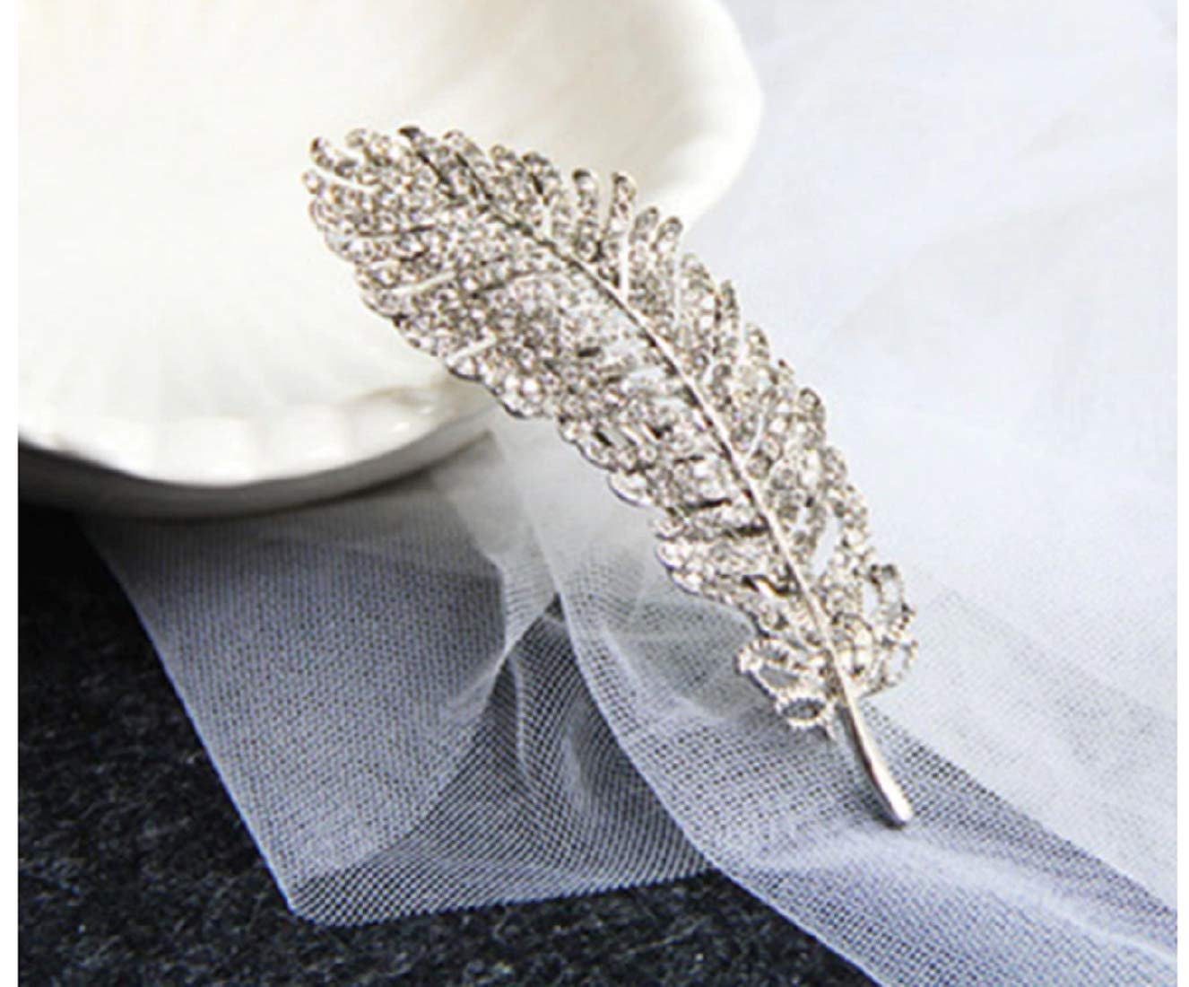 VIKSON INTERNATIONAL 1 pc Silver Feather leaf Shaped Rhinestone Crystal Hairpin Hair Clip Hair Jewelry for Women and Girls (SILVER) (B07X1TX7Q9) Amazon Price History, Amazon Price Tracker