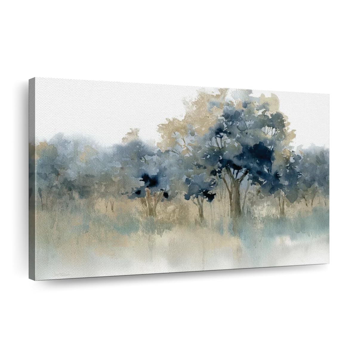 ElephantStock Waters Edge II Wall Art - Horizontal Wrapped Canvas - 1-Piece Living Room Wall Decor - Watercolor Abstract Canvas Print - Blue and White Decor for Wall by Carol Robinson - 36" X 24"