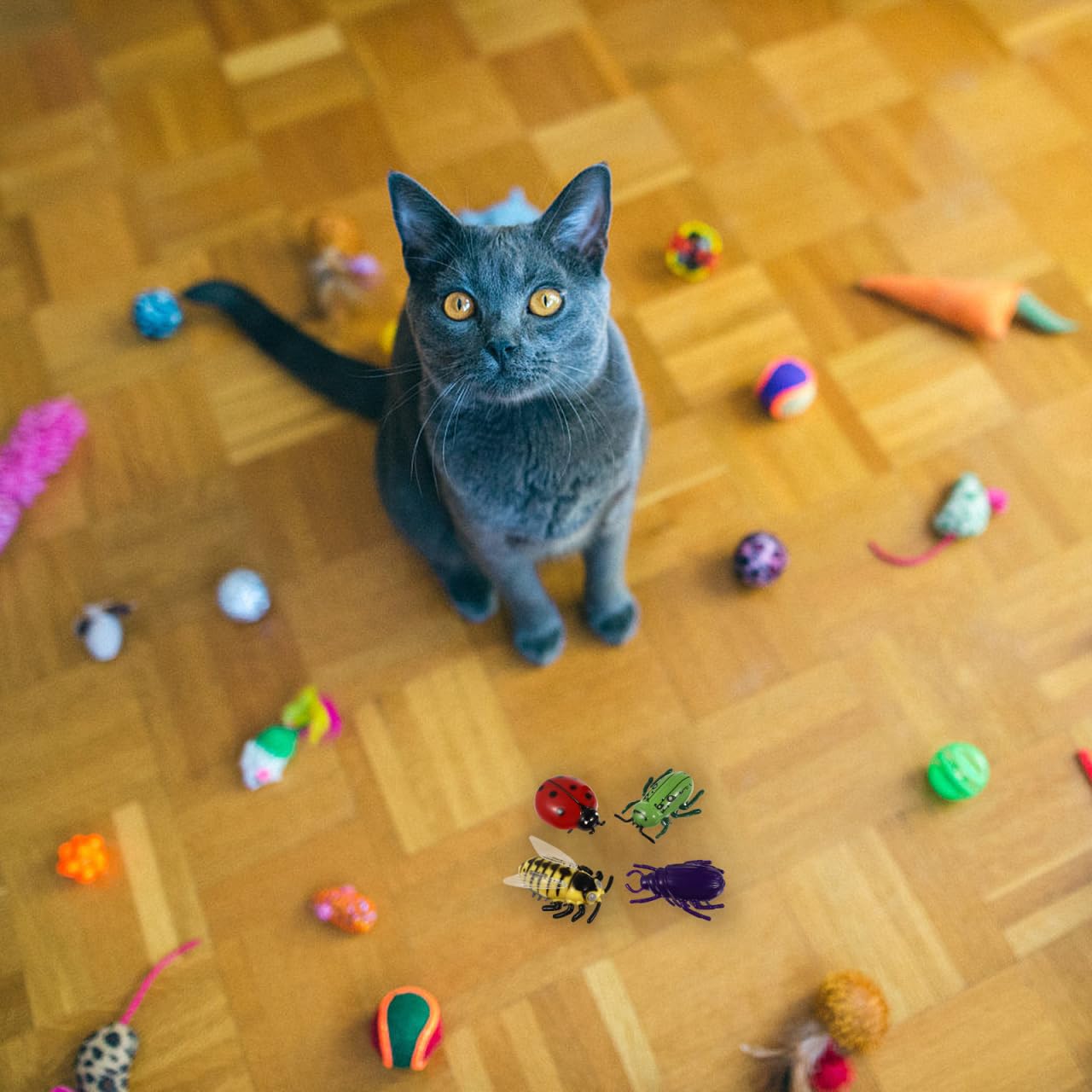 Elektrische Käfer Spielzeug Für Katzen - 4 Stück Interaktive Mini Roboter