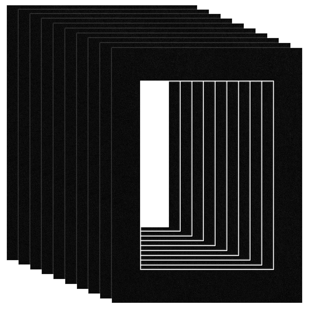 Procut Global 12x16" Black Picture Mounts Board to Fit A4 Aperture Size - Photo Mount Card Ideal for Prints, Artwork, Crafts & Certificates - Sizes & Colors Available - Pack of 10 — image 1