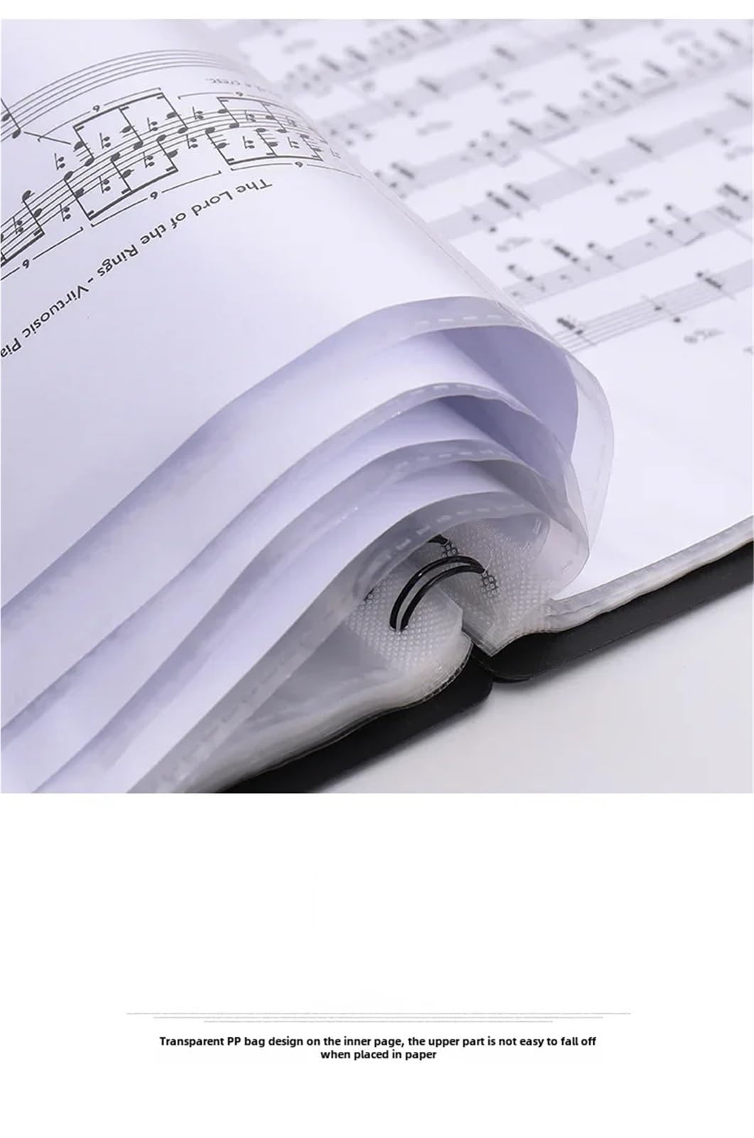 Carpeta de partituras música A4 transparente multicapa para Partituras, Archivos(Black A 50pages)