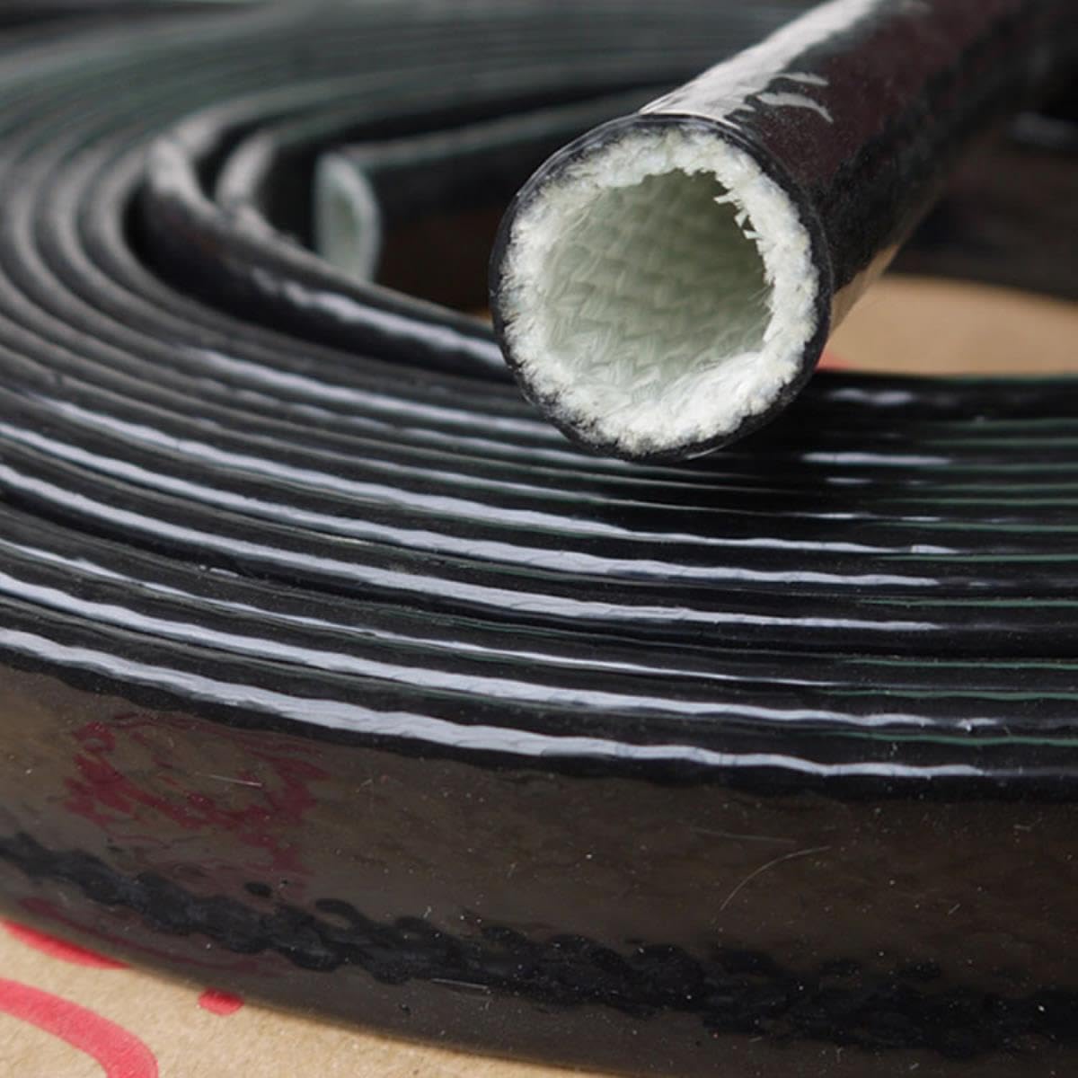 Tubo De Fibra De Vidrio Resistente A Altas Temperaturas Recubierto De Resina De Silicona Fibra De Vidrio Trenzada Funda Ignífuga Tubo De Carcasa Retardante De Fuego-Rojo,20mm,5 Metros