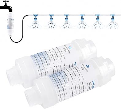 Hydrogarden 2 Pack Calcium Inhibitor Filter for 3/4" Standard Garden Hose and Faucets, Outdoor Misting System Filter, Preventing Scale Buildup from Clogging Up