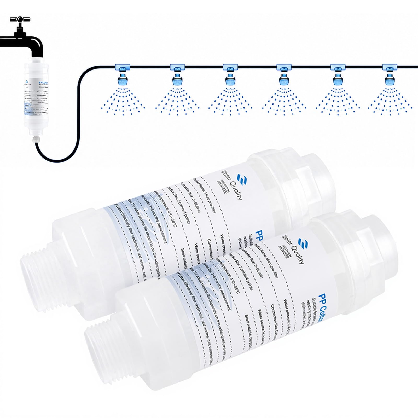 Wzzy Gurden Pack of 2 Mist Calcium Inhibitor Filter Outdoor Misting System Filter, Prevent Nozzles Clogging for Garden Patio Mister
