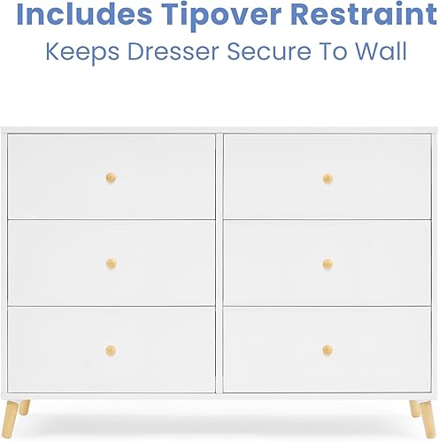 Miniatura 6 de Delta Children Essex - Cómoda de 6 cajones, color blanco biancanatural