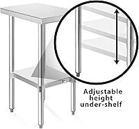 Vista 4 de KUTLER - Mesa de Acero Inoxidable de 24 x 12 Pulgadas, Mesa de Trabajo y Preparación de Cocina Comercial de Gran Resistencia con Certificación NSF