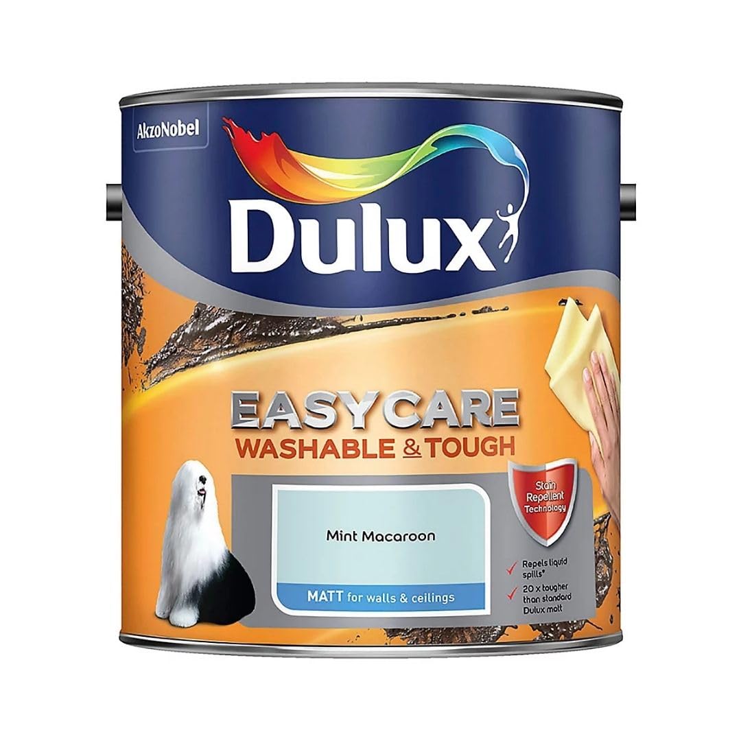 Mint Macaroon Dulux Easycare Matt Emulsion Paint 2.5L – Washable & Stain Resistant, Durable Matt Finish, Quick Dry, Low Odour Interior Wall & Ceiling Paint