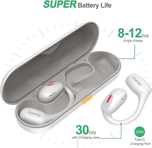 Miniatura 6 de Qaekie Auriculares de oreja abierta auriculares inalámbricos Bluetooth 5.3 con tiempo de reproducción de 60 horas, auriculares inalámbricos de oído