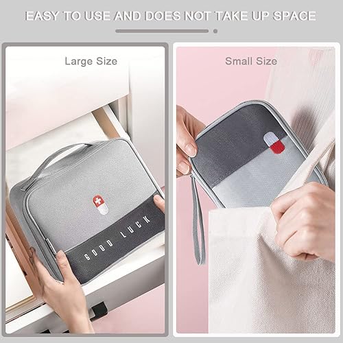 Miniatura 3 de Bolsas vacías de primeros auxilios de 2 tamaños con pequeña bolsa médica, bolsa aislada para medicamentos de supervivencia, estuche portátil de