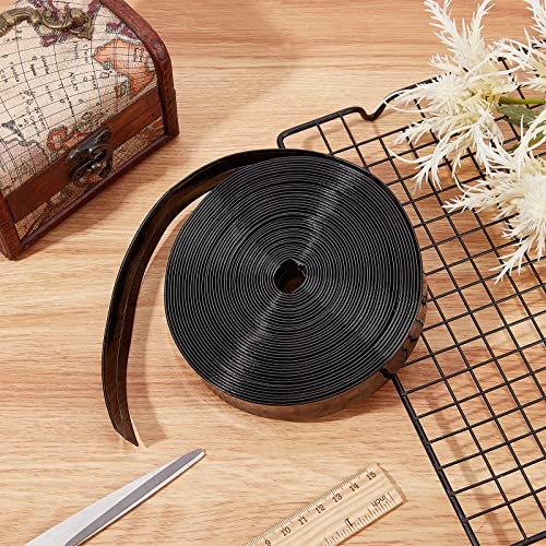 Image of GORGECRAFT 11 Yards Double Sided Fold Over Leather Strip Straps 1 Inch /25mm Wide Flat Cord DIY Leather Strap String for Making Bag Strap Crafts Leather Belt Furniture Handles(Black)