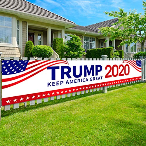 KMUYSL Trump 2020 Flag - Keep America Great Yard Sign, Extra Large 98\" x 20\" Donald Trump Flag - President 2020 Banner for US Election Patriotic Outdoor Decoration (Upgraded)