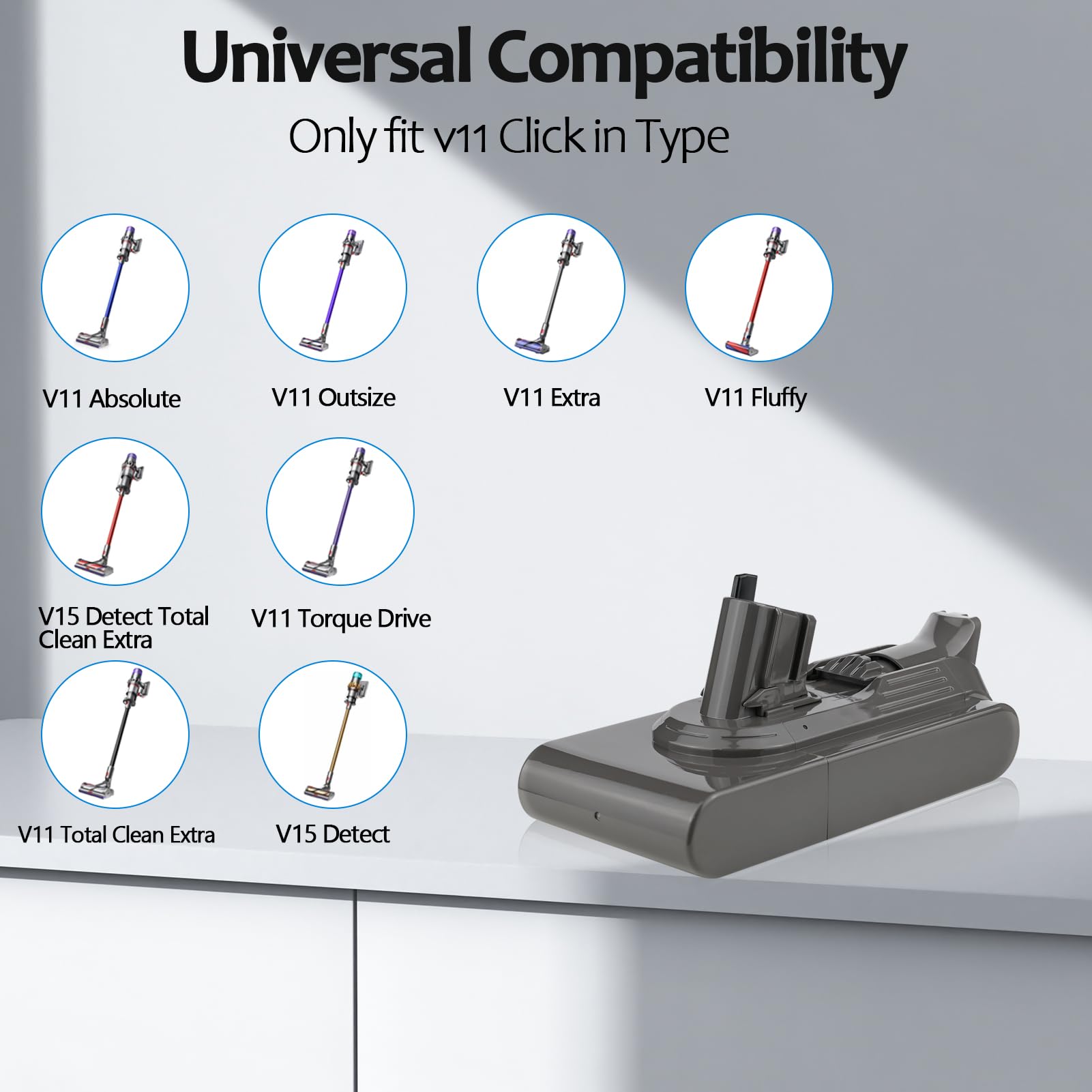 Qwenoer 25.2V 6.0Ah Click-in Replace for DYS V11 Battery