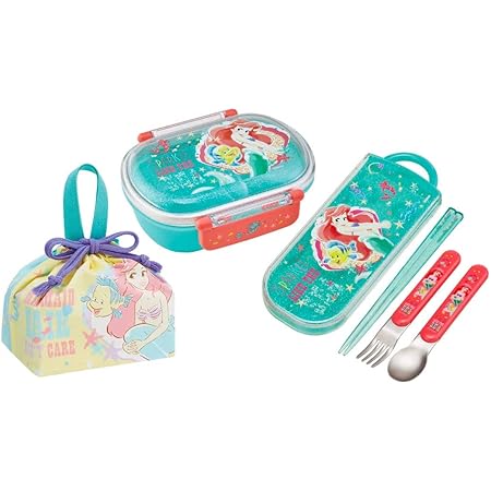 Amazon スケーター Skater 子供用 弁当箱 ランチボックス アリエル ディズニー 21 お弁当箱 360ml トリオセット 箸 スプーン フォーク ランチ巾着 ランチボックス 3点セット Ariel Disney ノーブランド品 弁当箱