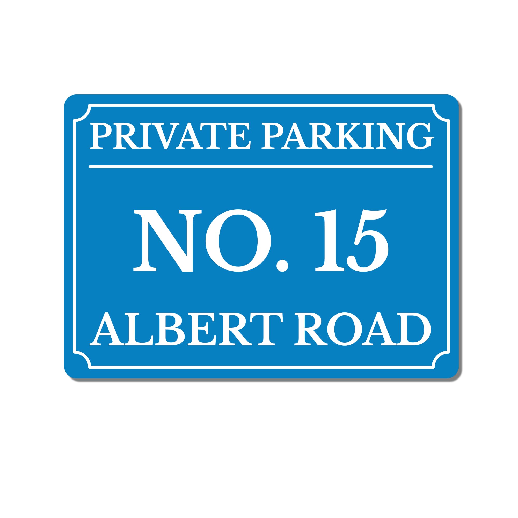 Personalised Private Parking Sign – Custom Metal Driveway Sign – No Parking for House Number (Blue, A4 - (283 x 197mm))