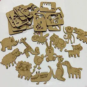 Moldes de madeira para desenho 15 Animais, pintura e montagem de peças