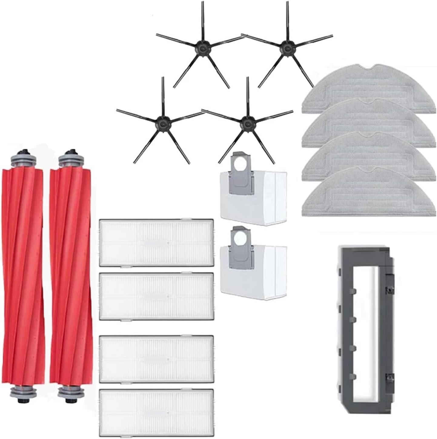 Dust Bags.Fittings.Main Brush.Vacuum Cleaner Parts Kit.Side Brushes.Mop Pads.Compatible for Roborock S7 MaxV Ultra.Compatible for Xiaomi S7 Pro Ultra S7 MaxV Plus (Color : Set K)
