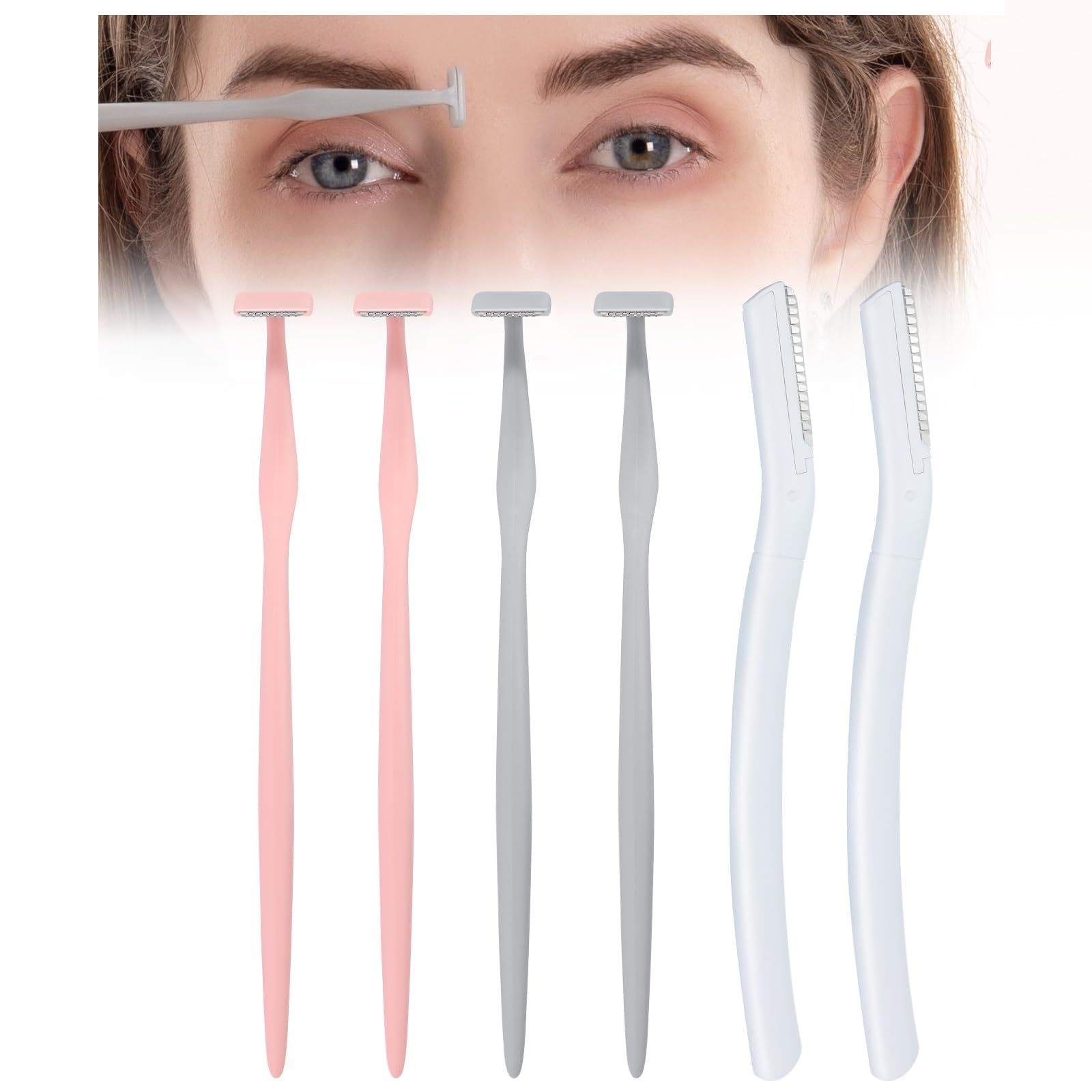 Eyebrow Razors w/Dermaplane Razors Set - Japanese Premium Quality Blades - Small Face Razors for Peach Fuzz and Fine Hair, Multipurpose Exfoliating Dermaplaning Tools for Women and Men