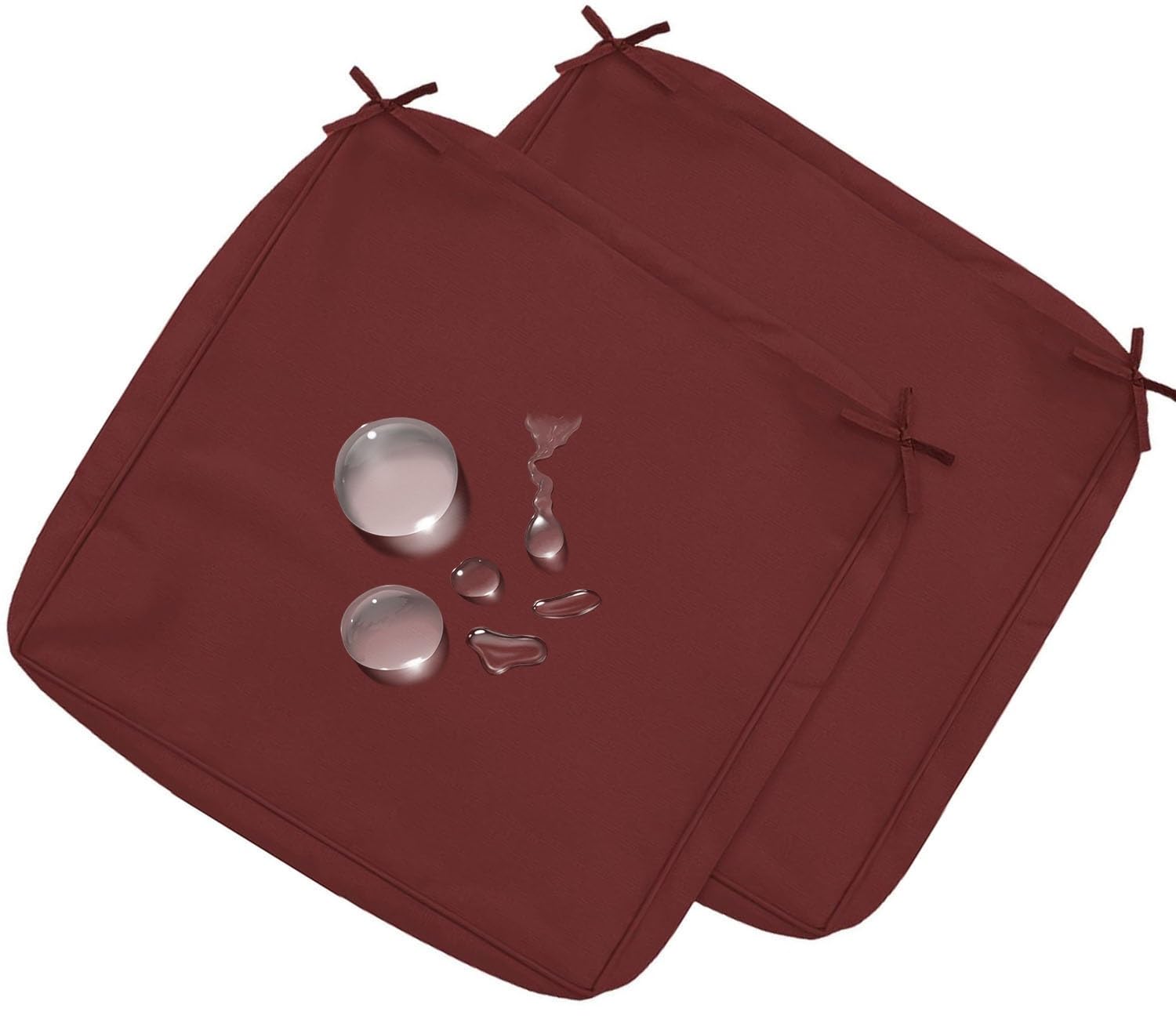 MSNCS 2/4PCS Patio Seat Chair Cushion Replacement Covers for Outdoor Furniture,Waterproof Couch Seat Cushion Slipcovers, with Zipper,Washable Cushion Protector(Wine Red,47x40x8cm 2pcs)