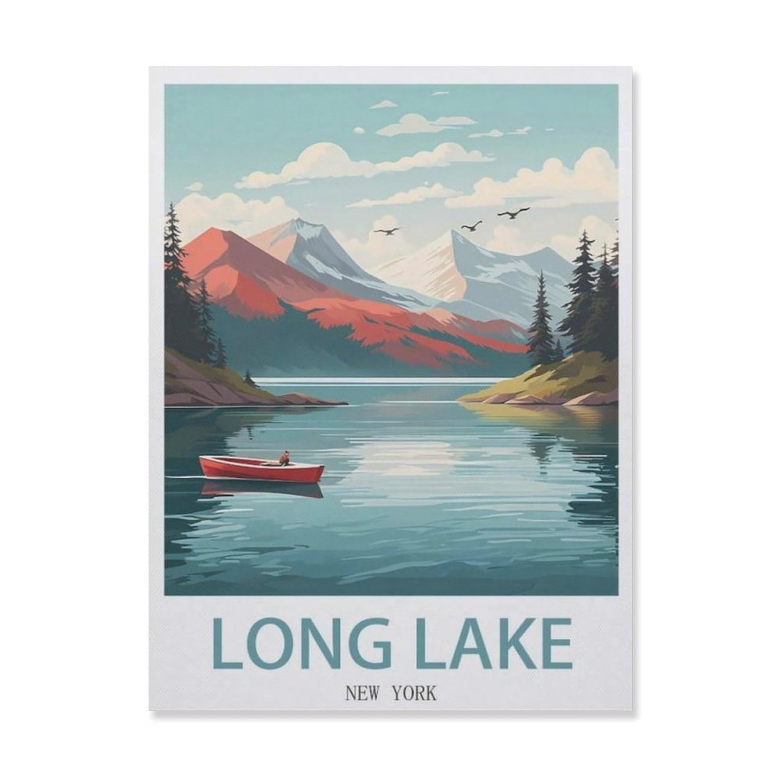 Long Lake New York，Vintage Tin Signs Funny Metal Tin Sign Wall Art Garden House Plaque for Bathroom Kitchen Cafe Wall Halloween Christmas Decor(20x30cm）8x12 inch-EF6