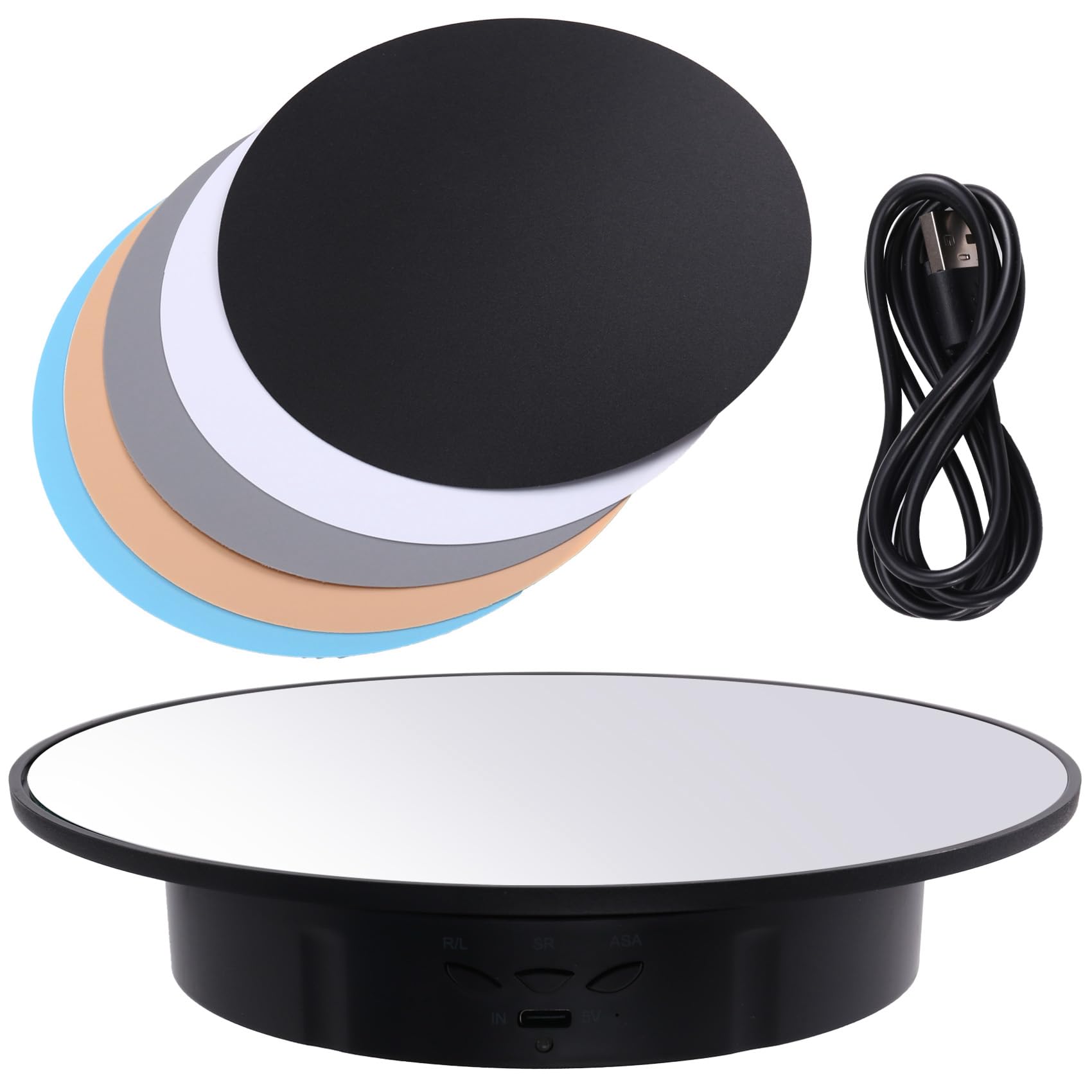 IJSDNVJNDX For Photography for Figurines 360 Degree Rotating Display Stand, 360 Degree Turntable, 5 PVC Backgrounds,for Product Shows