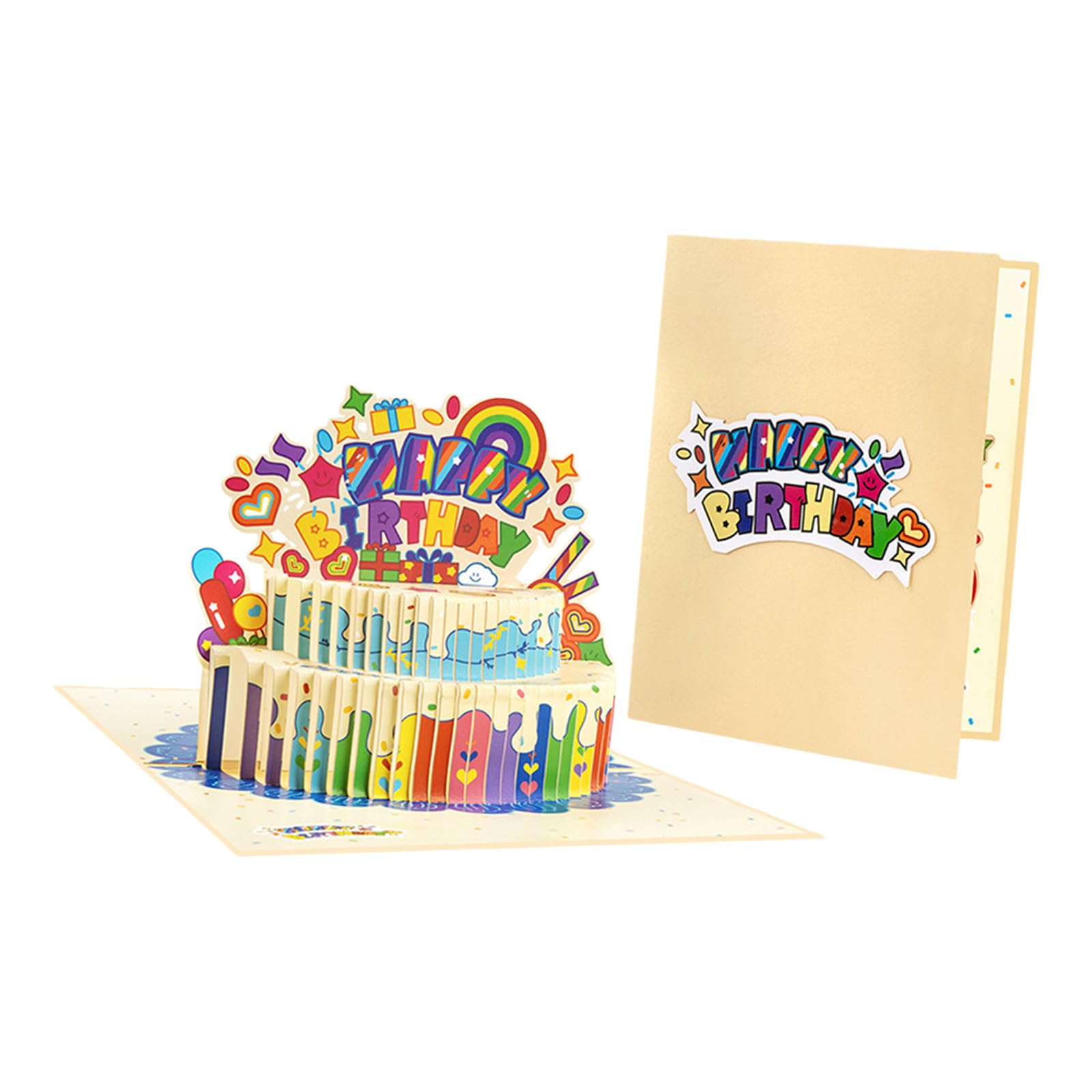 NVOQILIN Creative Popup Invitation Card Elegant 2 Layers Cake Popup Birthday Greeting Card with Envelope Wedding
