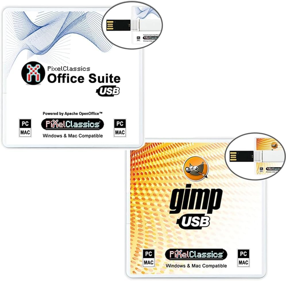 Office Suite 2026 + GIMP Photo Editing Software on USB | MS Office Alternative Compatible with Word, Excel & PowerPoint + Photoshop Files | One Time Purchase & Lifetime License | Windows 11, 10 & Mac