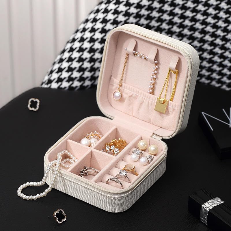 Image of PRIMIT Personalized Jewelry Box with Name & Birth Flower - Custom Travel Jewelry Organizer Case - Bridesmaid, Birthday, Christmas Gift for Women & Girls (Heart Ballet)