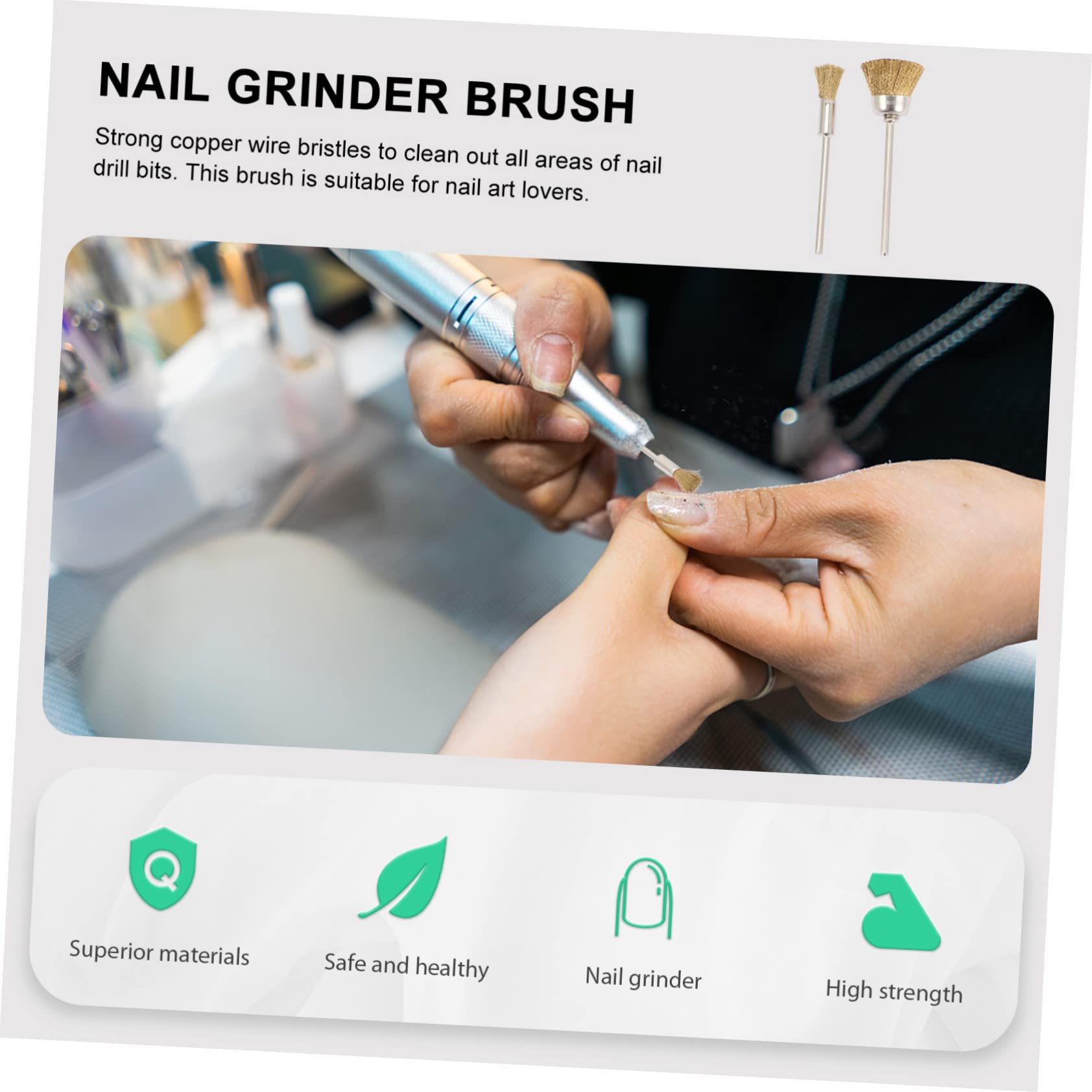 Healeved 20pezzi Spazzola Pulizia Trapano Unghie Rame Per Pulizia Profonda Testine Smerigliatrici Utensile Di Manutenzione Per Nail Art e Ricostruzione Unghie