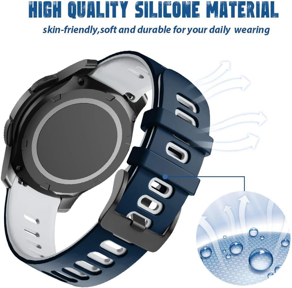 ANCOOL Compatible with Gear S3 Frontier/Classic/Galaxy Watch 46mm Bands,22mm Soft Silicone Replacement Sport Strap for Gear S3 Frontier/S3 Classic/Huawei Watch GT/Ticwatch Pro S2/E2-Dark Blue