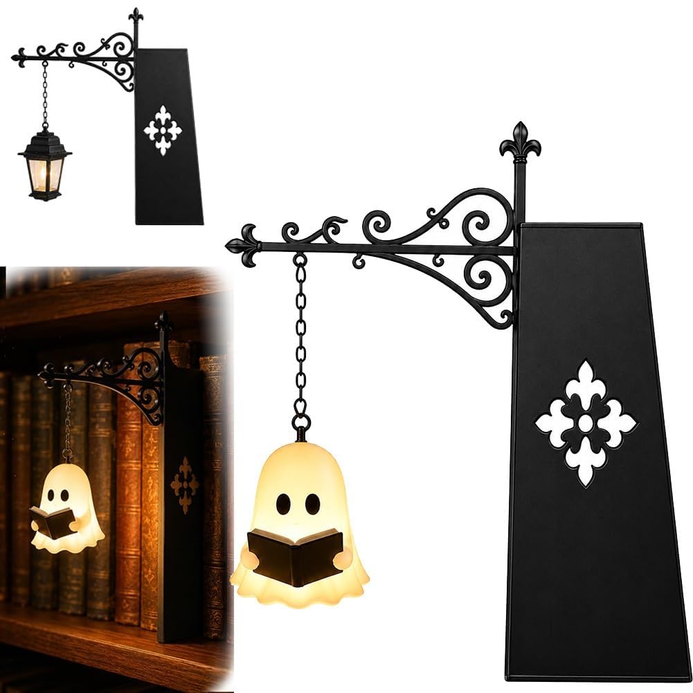 Bookshelf Lantern, Library Lantern Bookshelf Lamp, Library Lanterns Decorative Bookshelf Lighting, Bookshelf Lamp for Library Shelf, Mini Halloween Vintage Reading Book LED Nightlight (B-1Pcs)
