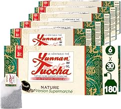 Yunnan Tuocha – Tuocha Tea 100% Natural – Cholesterol Regulates & Draining – 180 Sachets (6x30)- 360g - Yunnan Origin Guaranteed (Aerial-Supermarket Version)